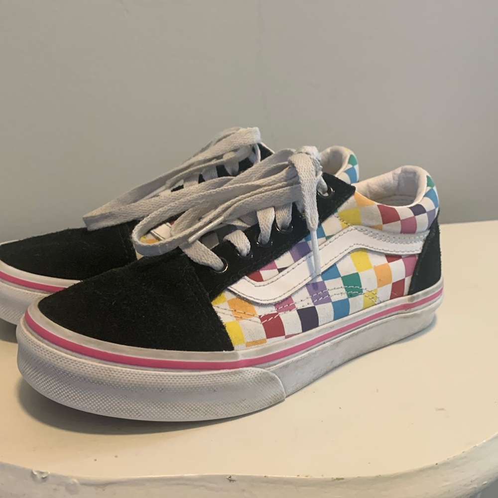Kids multicolored checkered Vans